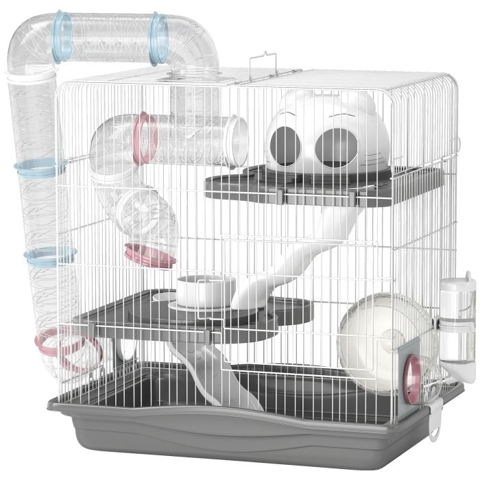 SORWELL 3 Tier Hamster Cage with Exercise Wheels - Grey