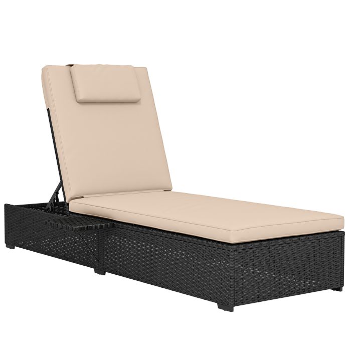 ZENORE Rattan Rattan Sun Lounger - Black