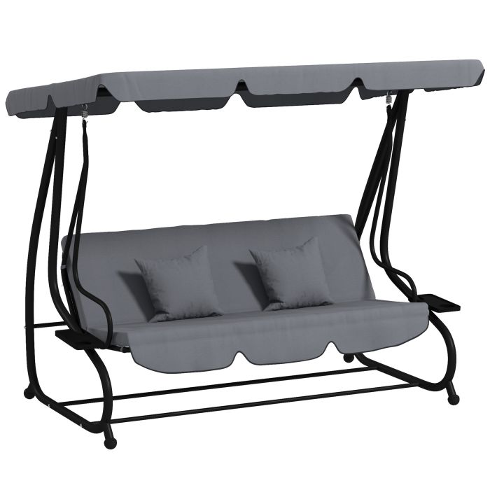 JADMER Metal 3 Seater Garden Swing Chair - Dark Grey