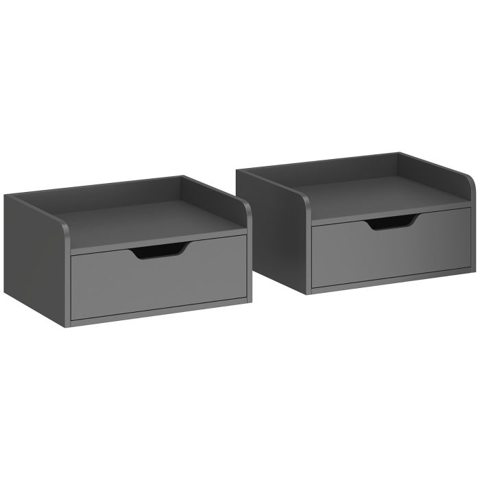 VELIVO Wooden Wall Mounted Nightstand Set - Black