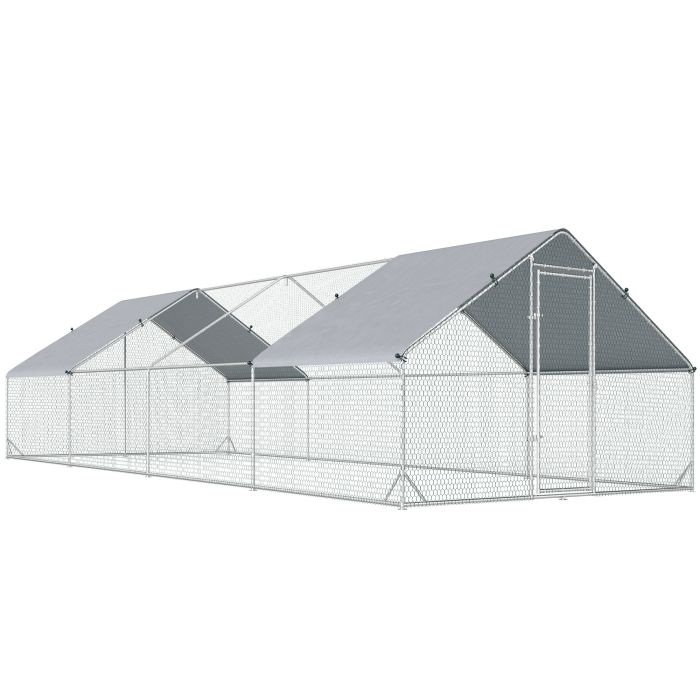 GRAURE Plastic Walk-In Chicken Coop - Silver