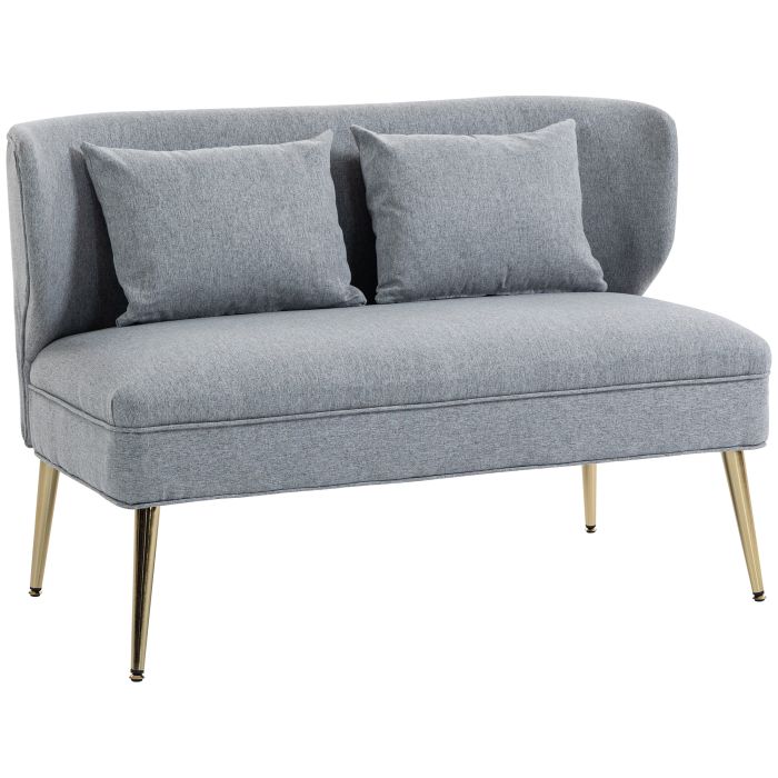NOVENA Wooden 2 Seater Sofa - Light Grey