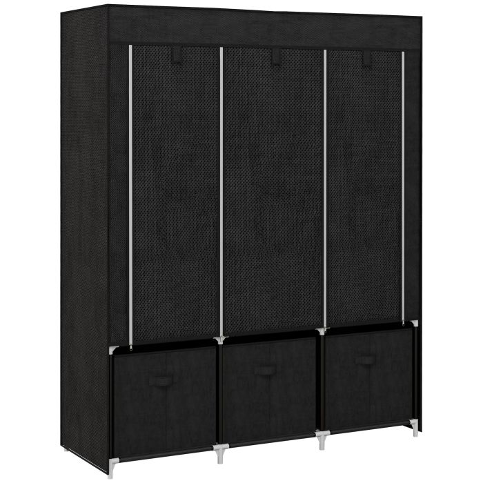 ZENION Fabric Fabric Wardrobe - Black