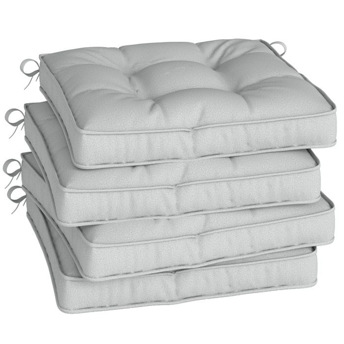 Norshaw Light Grey Polyester Dining Seat Cushion with Ties Set of 4 - 42cm