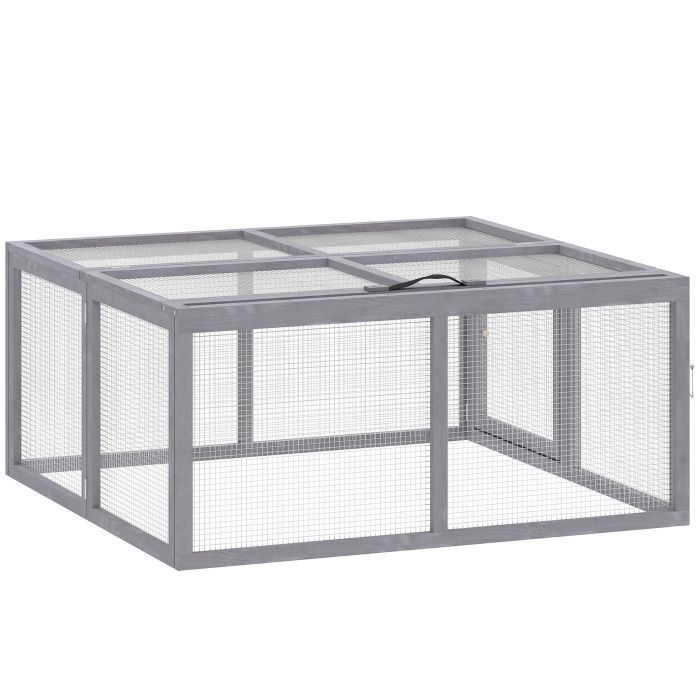 Asheth Grey Pine Wood Rabbit Hutch - 105cm