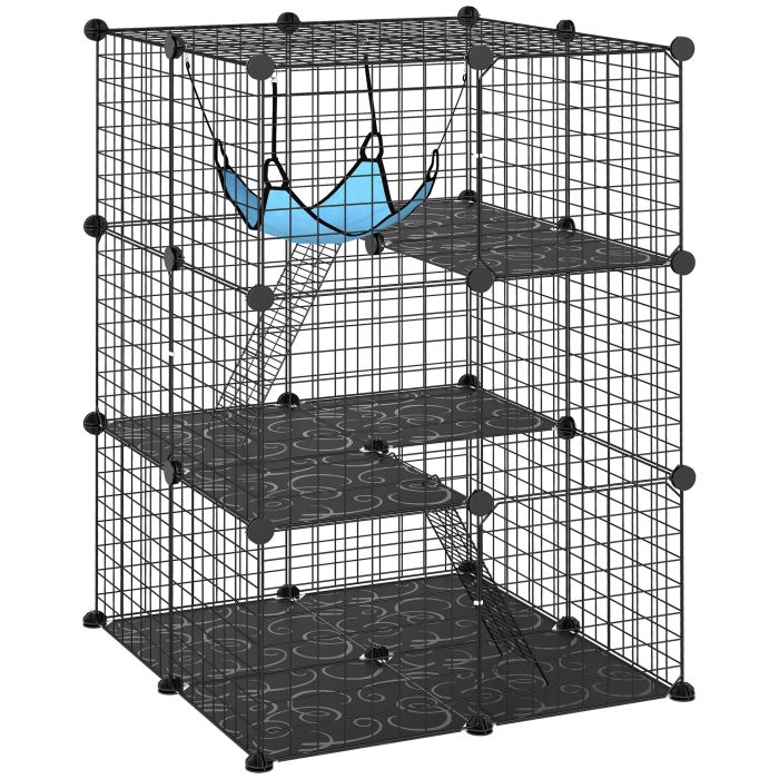 Cambyrn Black Steel Cat Cage 3 Tier - 70cm