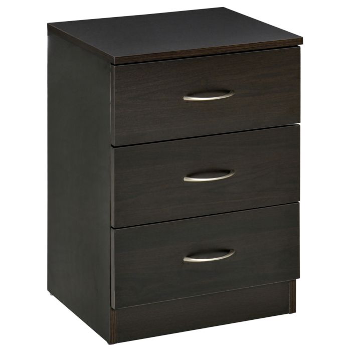 ARDLEIGH 3 Drawer Bedside Table and Bedroom Storage Cabinet - Black