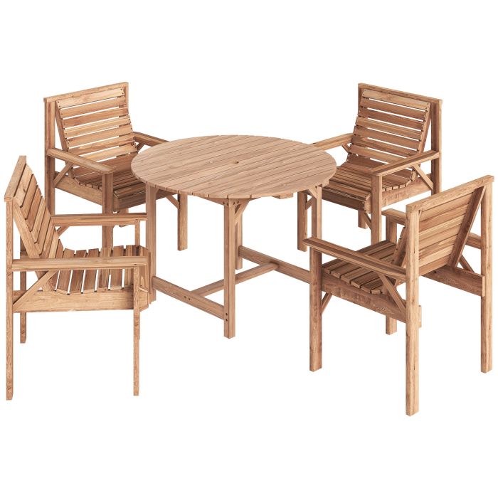Brithor Natural Fir Wood Table and Chairs Set - 100cm