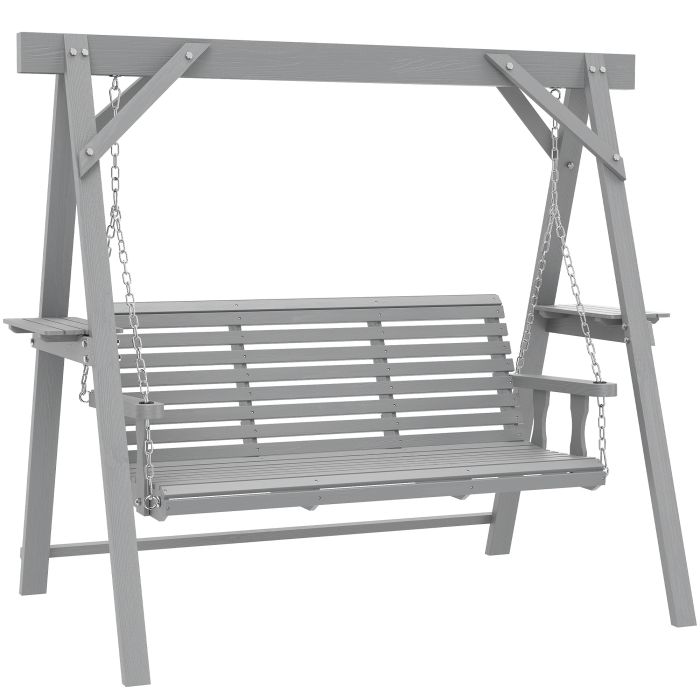 Primore Dark Grey Fir Wood 3 Seat Swing Chair - 217cm