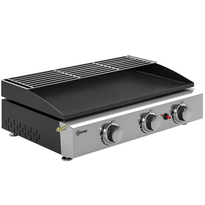 Belbury Black Stainless Steel 3 Burner Grill Griddle - 62cm