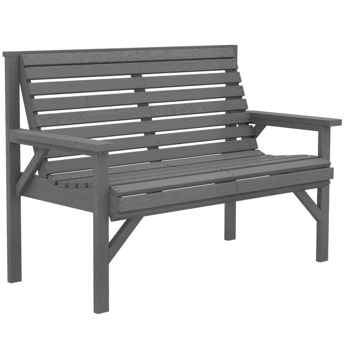 Bribyrn Grey Fir Wood 2 Seat Bench - 121cm