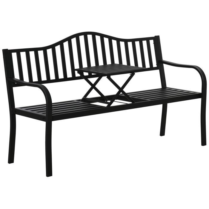Auris Black Metal Bench - 150cm