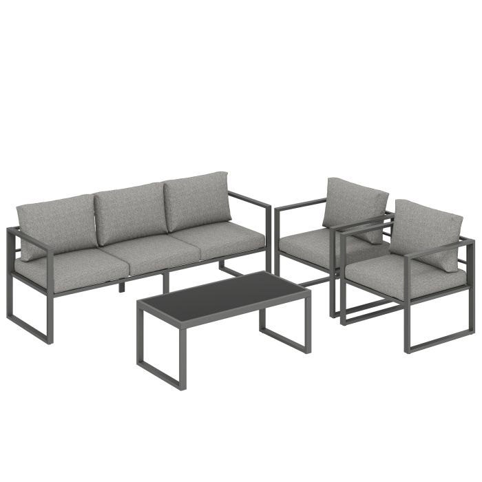 Evoen Dark Grey Fabric 4 Piece Corner Sofa Set - 302cm