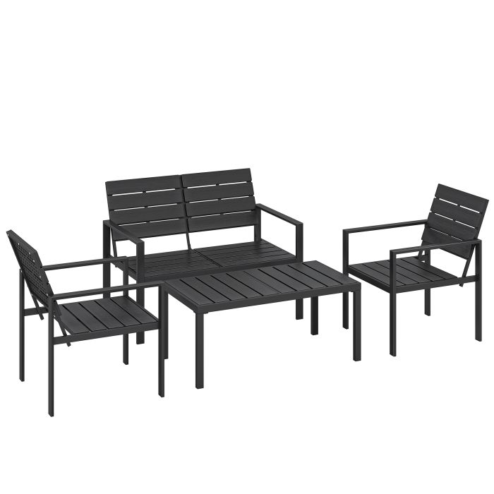 Camwick Black Metal Sofa Set with 2 Armchairs - 104cm
