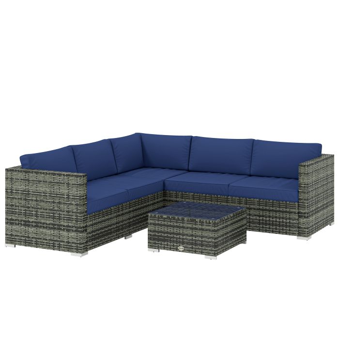 Luxwick Steel 4 Piece Rattan Garden Corner Sofa Set - Blue