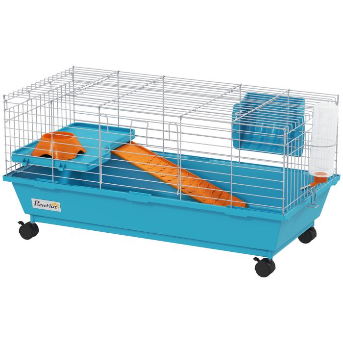 Marloft Blue Steel Small Animal Cage with Wheels Water Bottle - 44cm