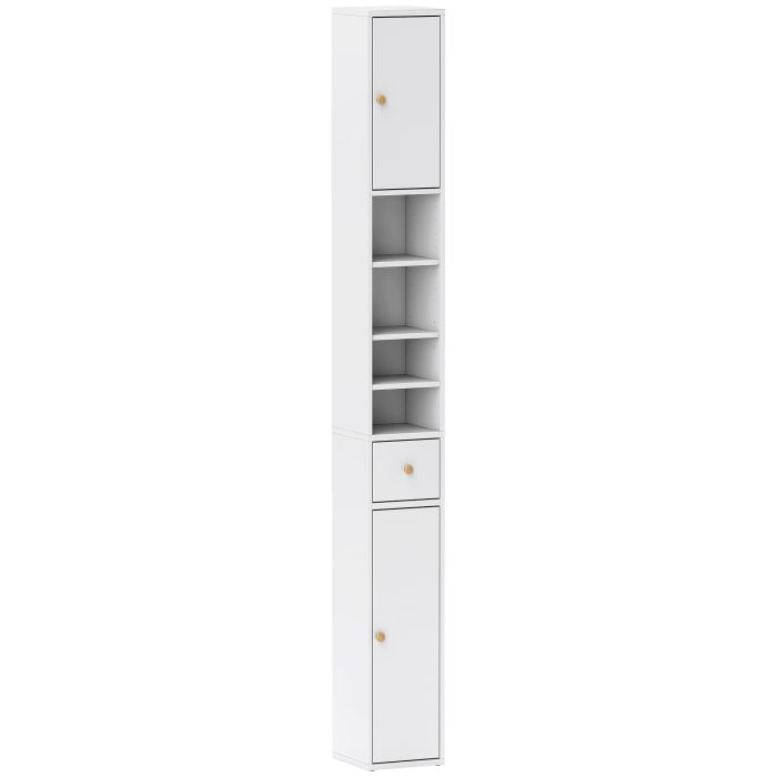 ASHINGTON 178 cm Narrow Tall Freestanding Bathroom Storage Cabinet - White