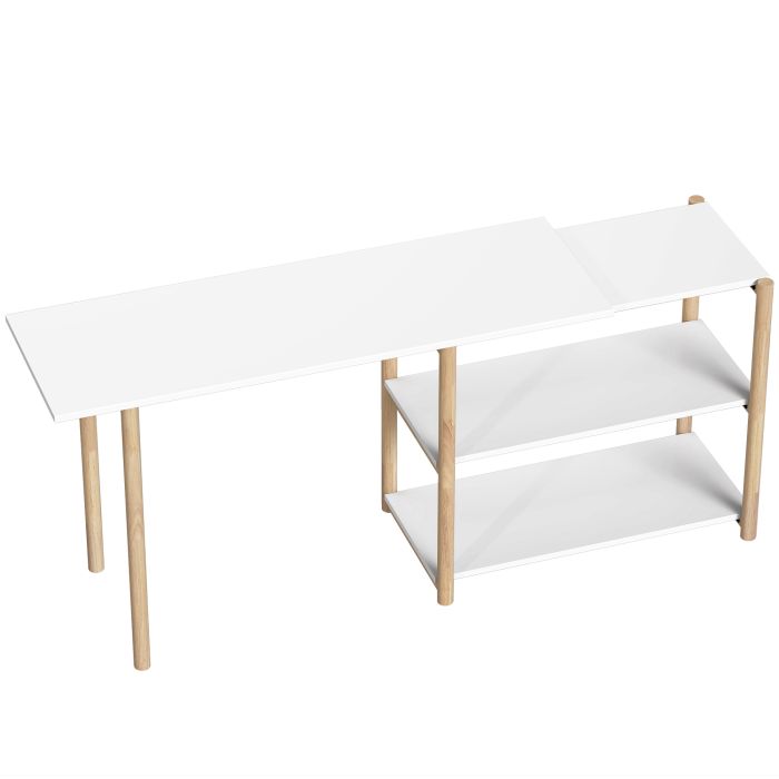 Cavier White Desk with Storage Shelves - 148cm