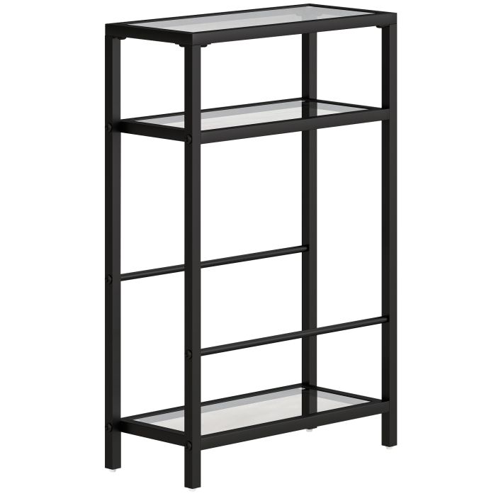 Iveridg Black Tempered Glass 3 Tier Side Table - 40cm