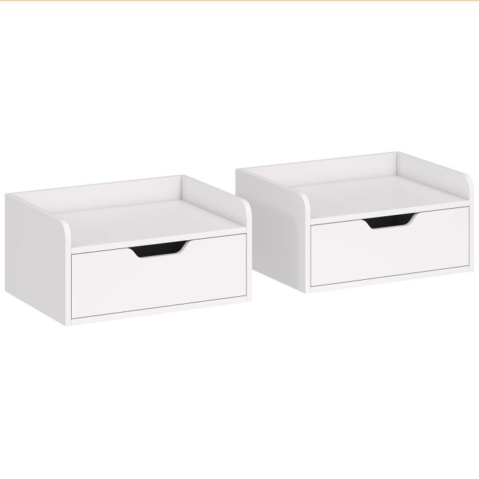Yordene White Bedside Table Set of 2 - 40cm
