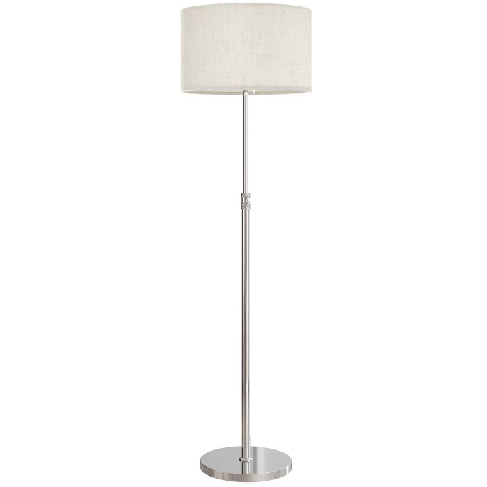 ARVASTYN Height Adjustable Dimmable Floor Lamp with Remote, Linen Shade and Foot Switch - Silver Tone and Beige