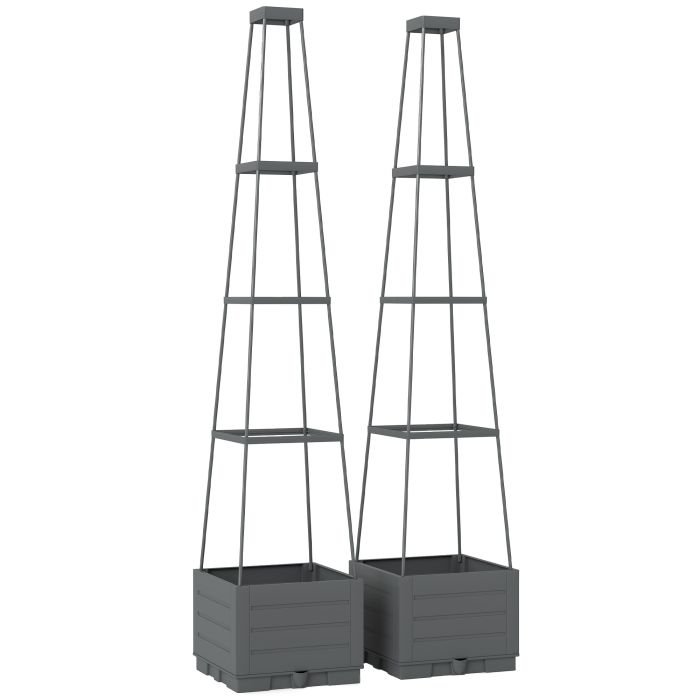Wexero Grey PP Raised Planter 2 Pack - 28cm