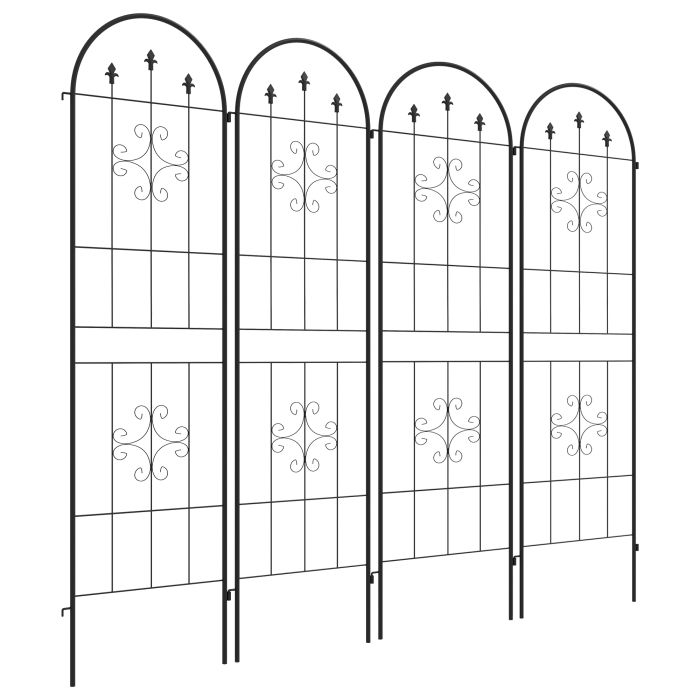 BEACONSFIELD Set of 4 Spiral Anchor Garden Trellis Panels for Climbing Plants - Black