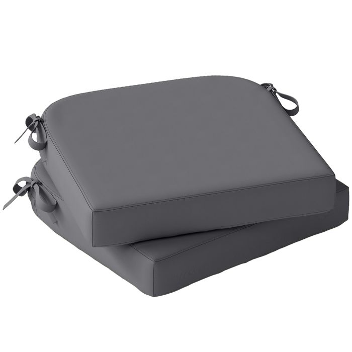 Staford Dark Grey Polyester Chair Seat Cushions Set of 2 - 40cm