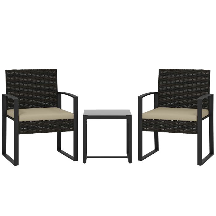 Elmmont Khaki PE Rattan 3 Pieces Garden Furniture Set - 55cm