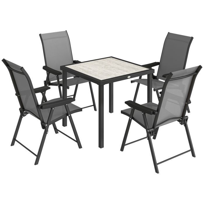 Winwold Grey Fabric Dining Set with Square Table - 80cm