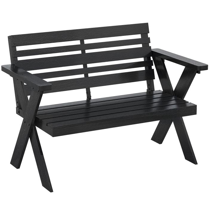 Foxara Black Fir Wood Bench - 115cm