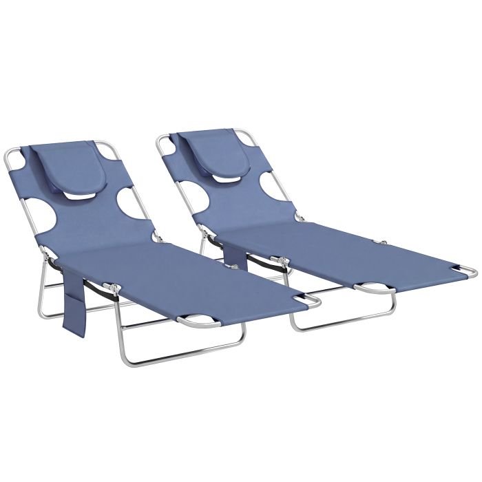 Ivevale Grey Fabric Sun Lounger Set of 2 - 55cm