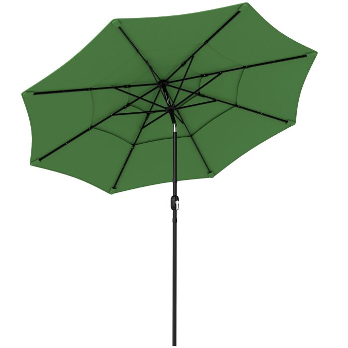 Briford Green Metal Parasol Umbrella with 3-Tier Roof - 300cm