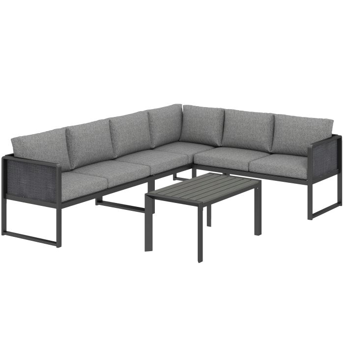 Harwick Metal 6 Seater Corner Sofa Set - Grey