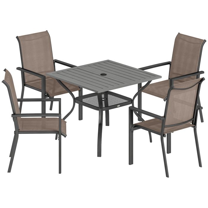 Briwold Khaki Steel Table and Chairs Set - 58cm