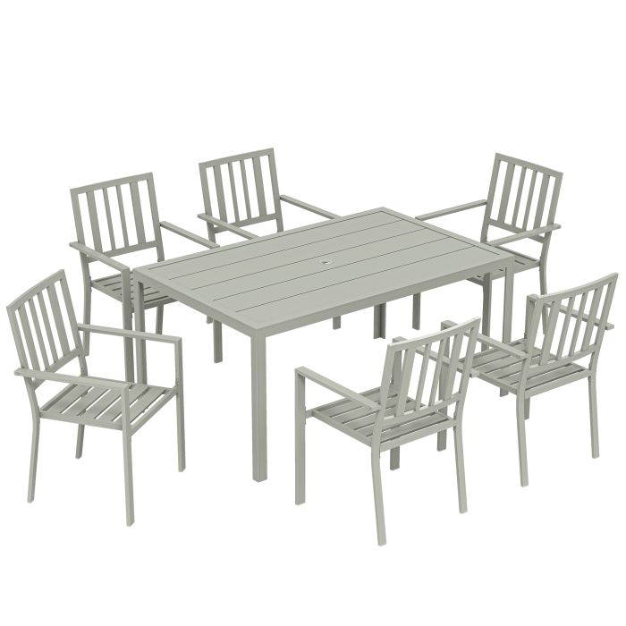 Oakshaw Light Grey Steel Table and Chairs Set - 96.5cm