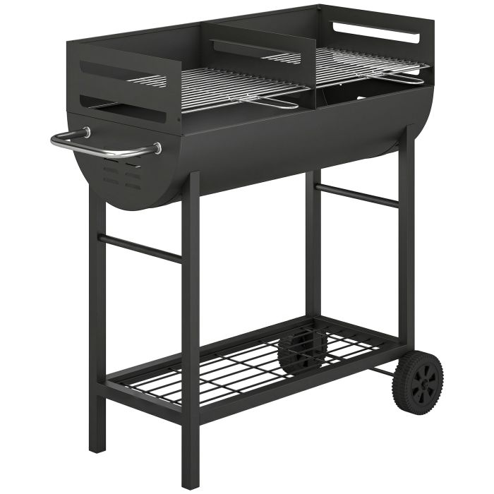 Cavero Black Metal Barbecue Grill with 2 Cooking Areas - 46.5cm