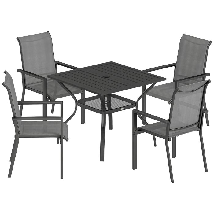 Briwold Dark Grey Steel Table and Chairs Set - 58cm