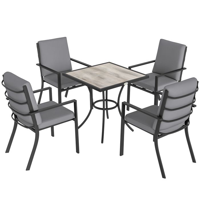 Norena Grey Steel 4 Seater Dining Set - 80cm