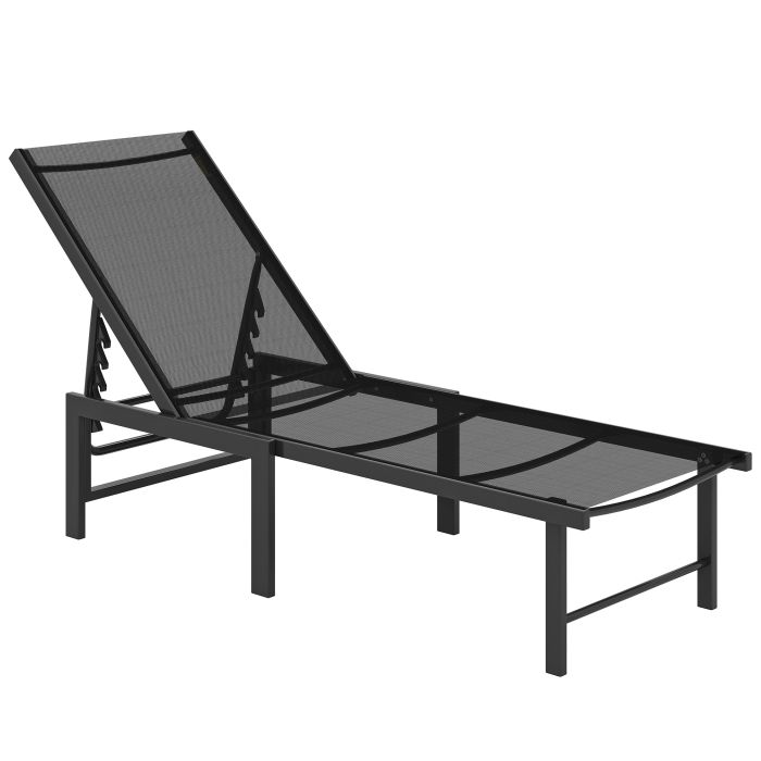Roswick Black Steel Sun Lounger - 60cm