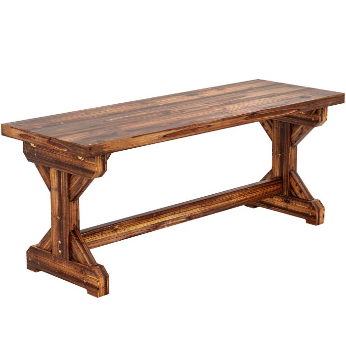 Norona Carbonised Fir Wood Bench - 114cm
