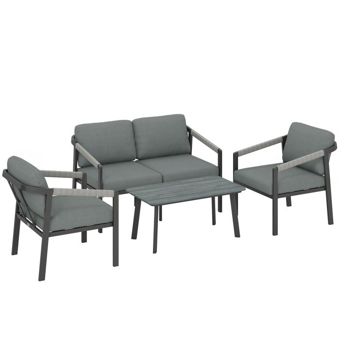 Corel Aluminium Sofa 4 Seat Set - Black