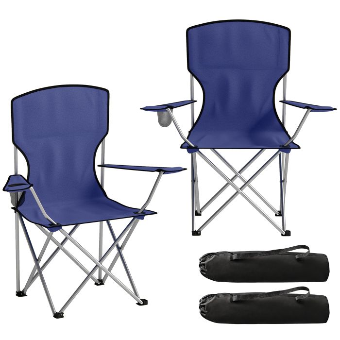Wexwold Dark Blue Metal Folding Camping Chair Set of 2 - 88cm