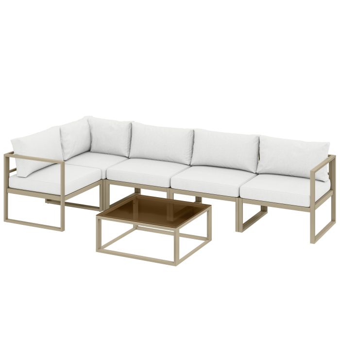 Glyhall Aluminium 5 Seater Corner Sofa Set - White