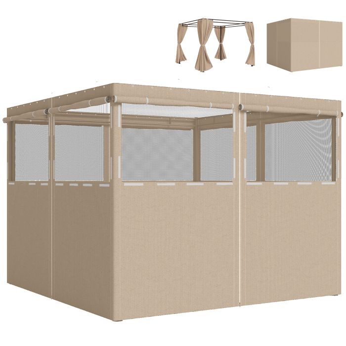 Faimont Khaki 3x3m Gazebo Polyester 4 Pack Replacement Curtains Privacy Panel
