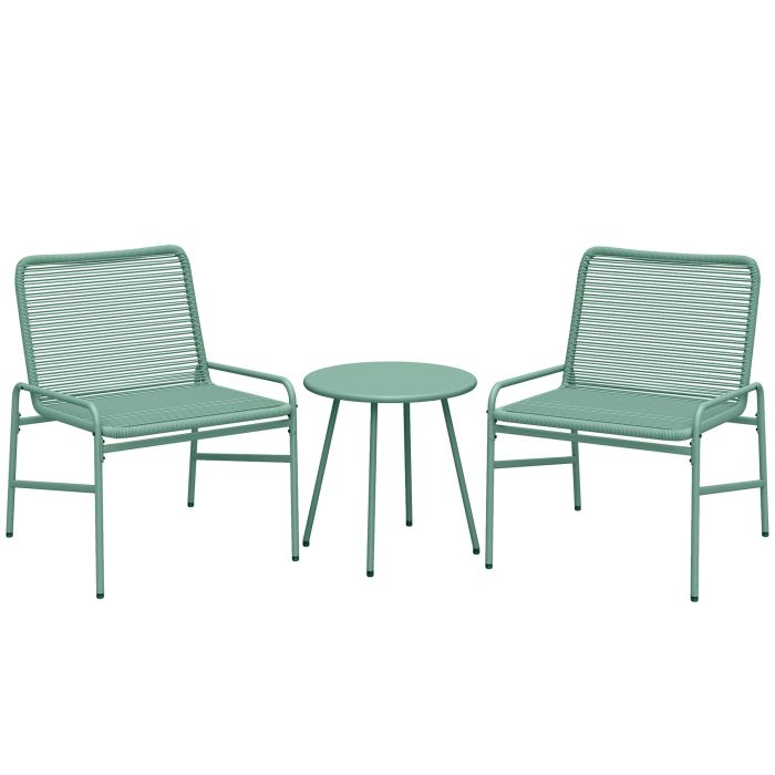 Yormore Green 3 Pieces Rattan Garden Furniture Set - 58cm