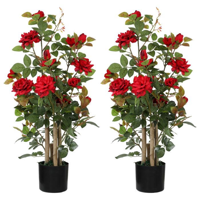 Ivemont Red Fabric Artificial Plant Set of 2 - 90cm