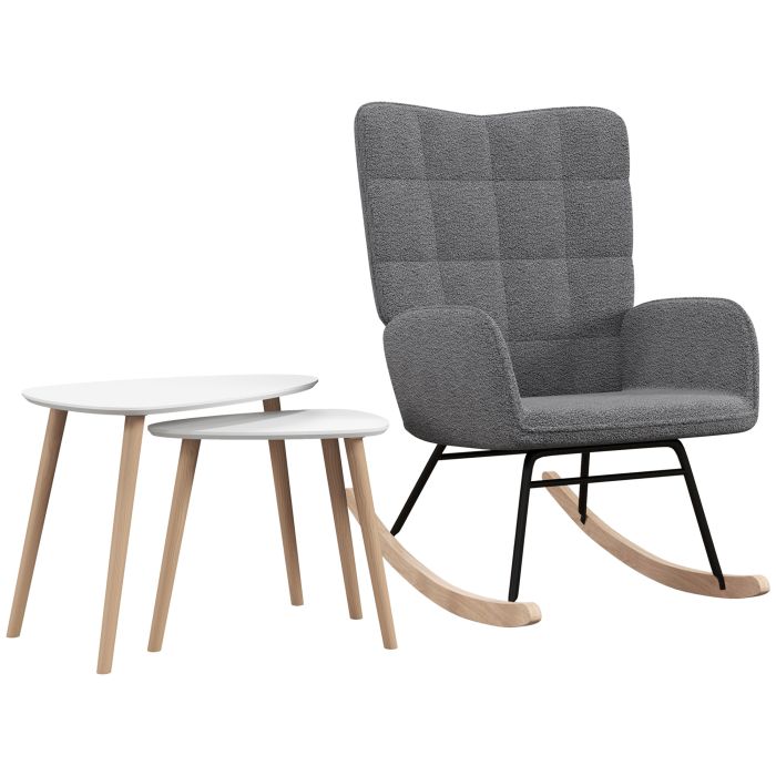 Valena White Pine Wood Coffee Table and Two Nesting Tables Set - 39.5cm