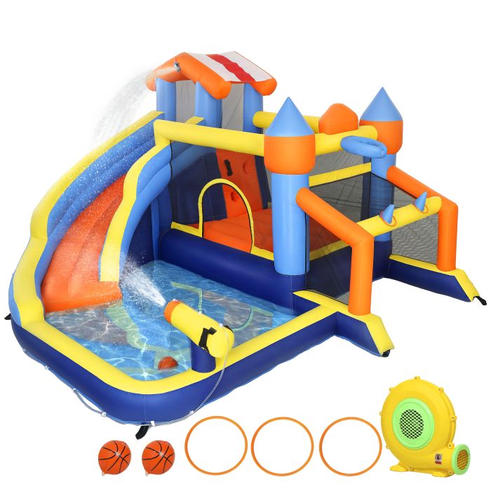 Green Multi-colour Fabric Bounce Castle for Kids - 325cm