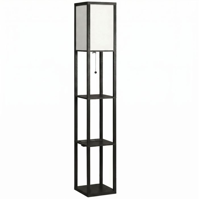 Brothor Black Floor Lamp with Shelves - 26cm